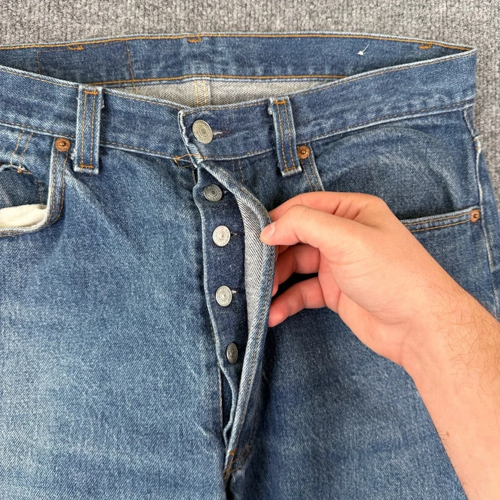 VTG 80s Levis 501 Jeans Mens FITS 34x34 Blue Faded Denim STF 0000 Made in USA